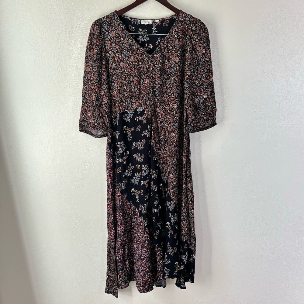 FatFace Multicolor Nate Craft Floral Print Puff Sleeve V-neck Midi Dress Size 12 - Picture 5 of 10